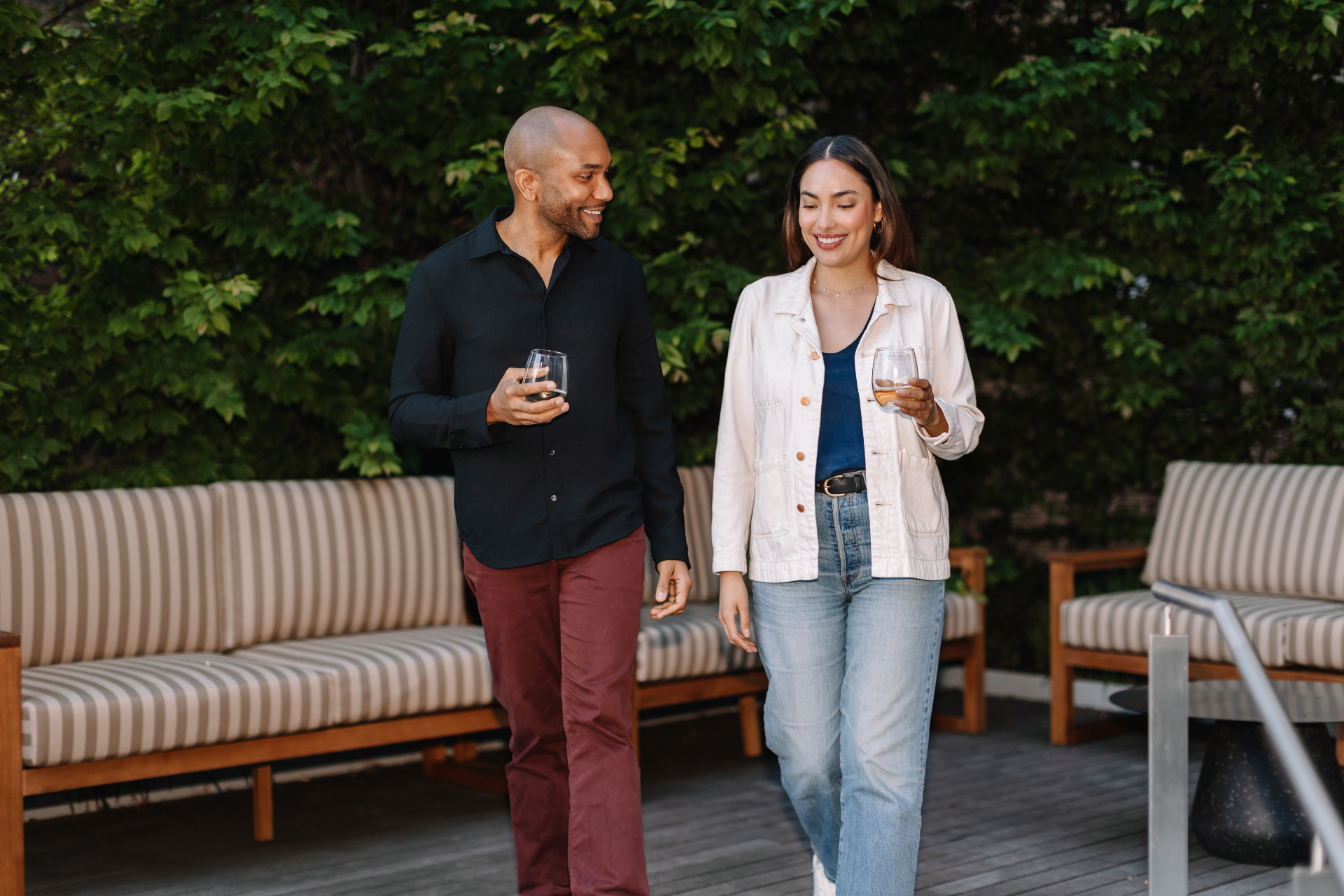 Two people enjoying a relaxed evening together